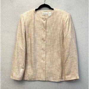 Alfred Dunner PINK Button Up Tweed Blazer Jacket Womens 18 Professional‎ Formal